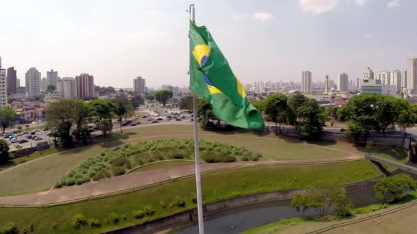 Brazilië vlag wapperend in de wind — Stockvideo