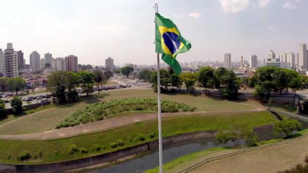 Brazil flag waving in the wind — Stock Video