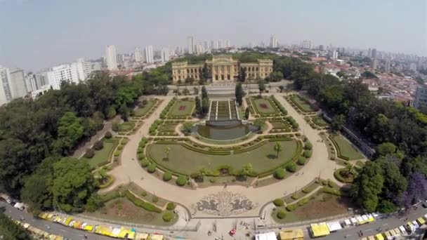 Vista aérea del Museo Ipiranga — Vídeo de stock