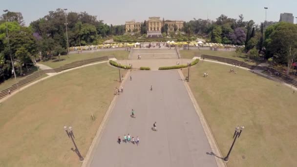 Aerial view of the Ipiranga Museum — Stock Video