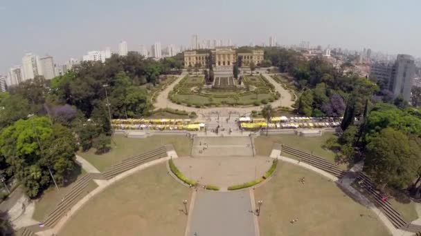 Aerial view of the Ipiranga Museum — Stock Video
