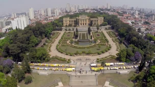 Aerial view of the Ipiranga Museum — Stock Video