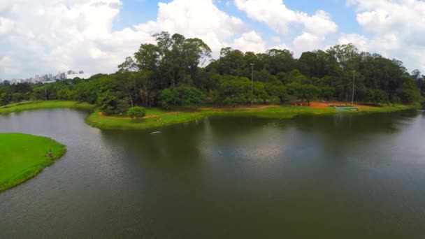 Flying around the Ibirapuera Park — Stock Video