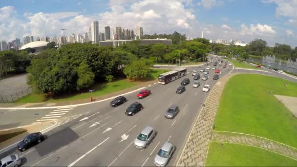 Bandeiras пам'ятник в парку Ібірапуера — стокове відео