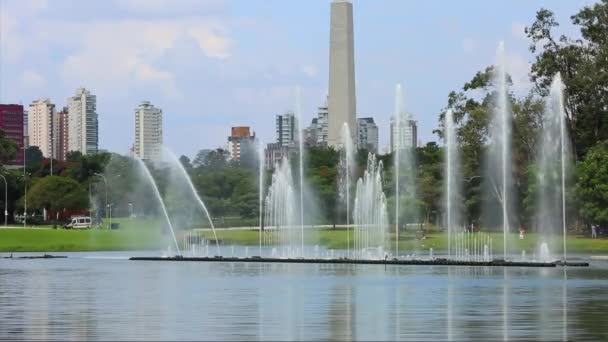 Fontanny w parku Ibirapuera — Wideo stockowe