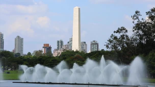 Fontanny w parku Ibirapuera — Wideo stockowe