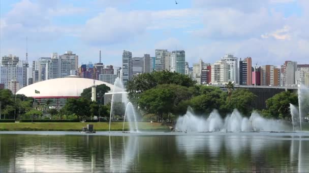 Fuentes en el Parque Ibirapuera — Vídeos de Stock