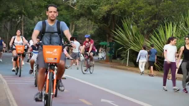 Brasiliani a piedi, andare in bicicletta — Video Stock