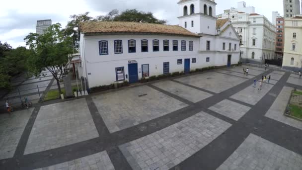 Veduta aerea della cattedrale Patio do Colegio — Video Stock