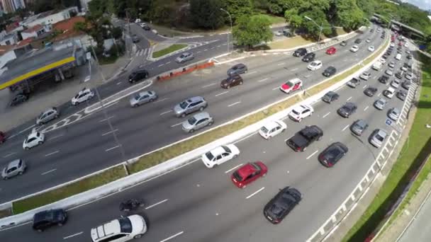 Veduta aerea del traffico a San Paolo — Video Stock