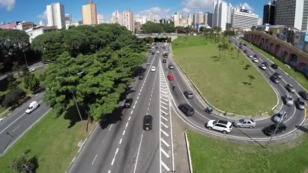 Vista aérea do tráfego em São Paulo — Vídeo de Stock