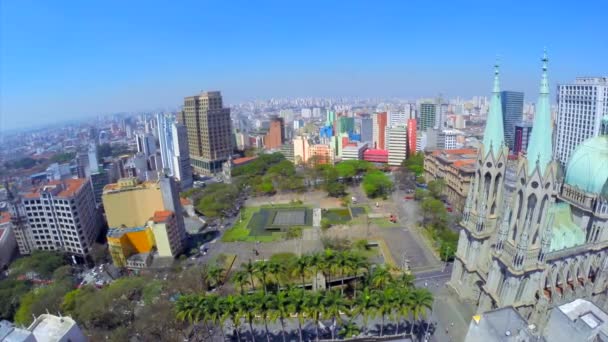 Vista de la Catedral de Se en Sao Paulo — Vídeo de stock