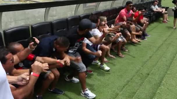 Groupe de personnes célébrant le match de football — Video