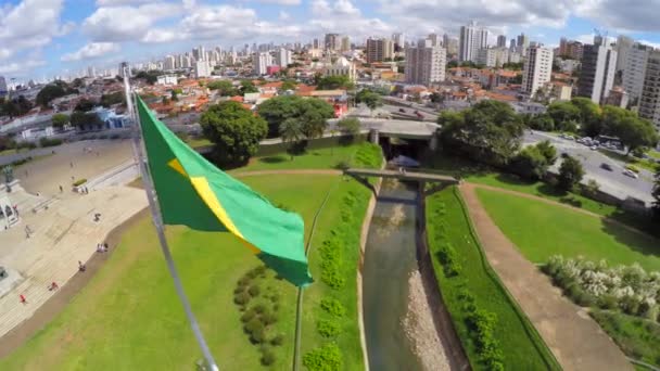 Bandera de Brasil ondeando en el viento — Vídeos de Stock