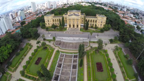 Vista aérea del Museo Ipiranga — Vídeo de stock