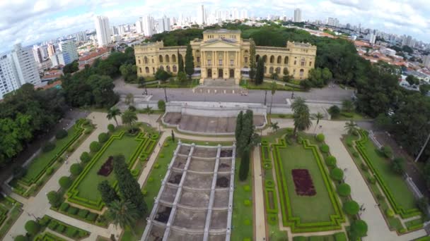 Aerial view of the Ipiranga Museum — Stock Video