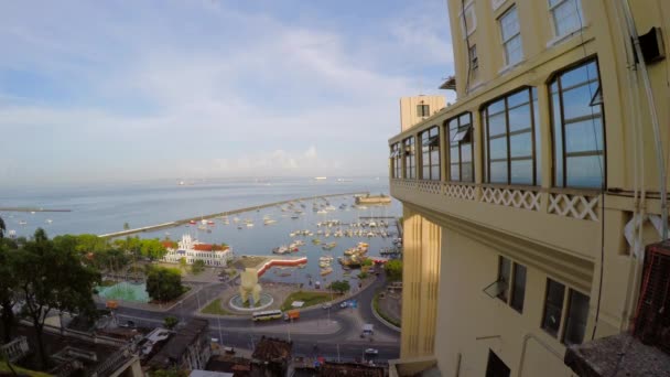 Pelourinho üzerinde Lacerda Asansör görünümü — Stok video