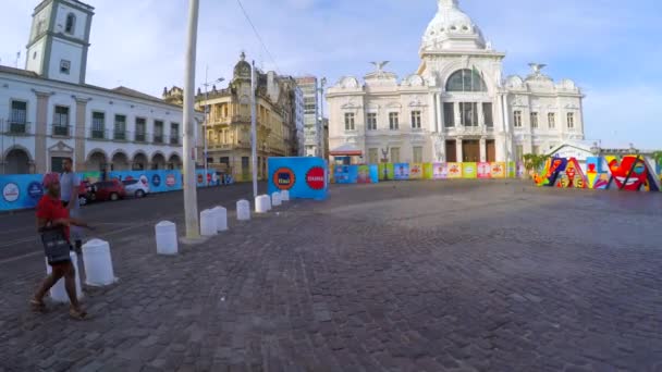 View from Lacerda Elevator on Pelourinho — Stock Video