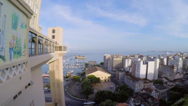 Utsikt från Lacerda elevator på Pelourinho — Stockvideo