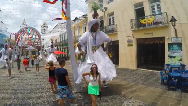 Special Decoration of Baianas for Bahia Carnaval — Stock Video