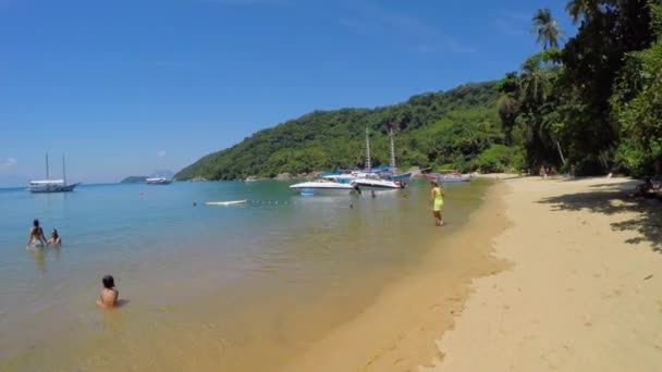 Słynnej plaży Praia do Pouso na wyspie Ilha Grande — Wideo stockowe