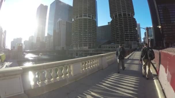 People are walking on the Bridge — Stock Video