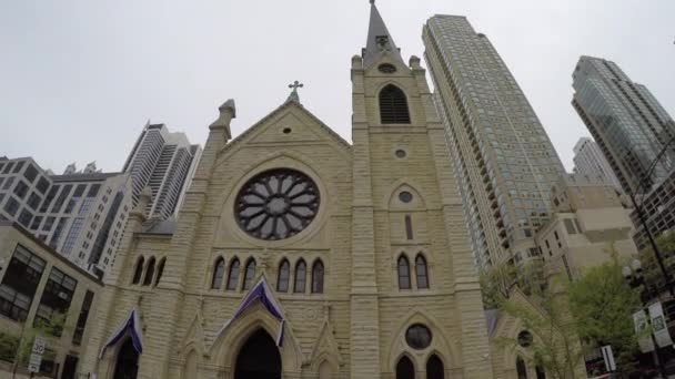 Den berömda kyrkan i Chicago — Stockvideo