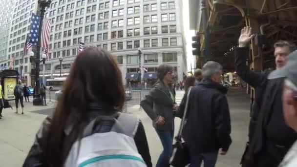Пішоходи перетинають проспект Мічиган — стокове відео