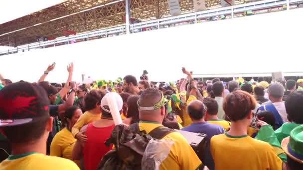 Brazilians Fans walk in line to enter — Stock Video