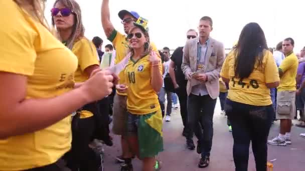 Ανεμιστήρες γιορτάσουμε το Παγκόσμιο Κύπελλο της Βραζιλίας — Αρχείο Βίντεο