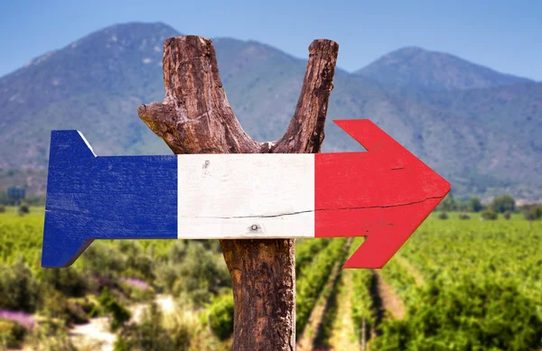 França bandeira de madeira sinal — Fotografia de Stock