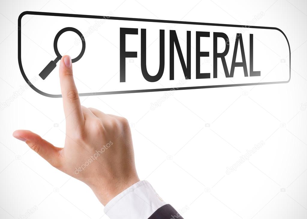 Funeral written on virtual screen