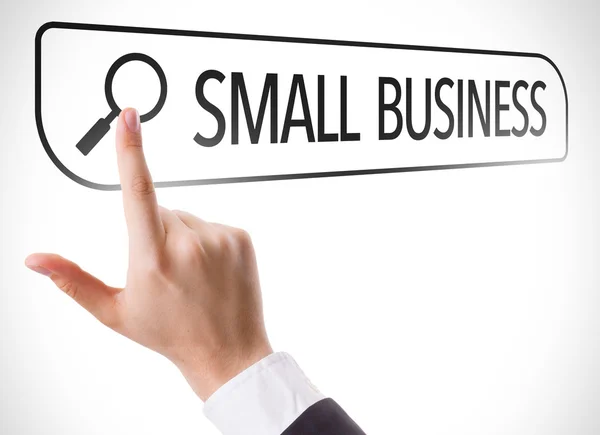 Pequenos negócios escritos na tela virtual — Fotografia de Stock