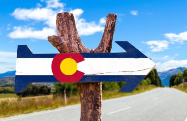 Colorado bayrak ahşap işareti