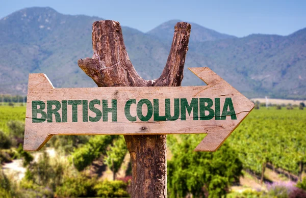 Signo de madera Columbia Británica — Foto de Stock