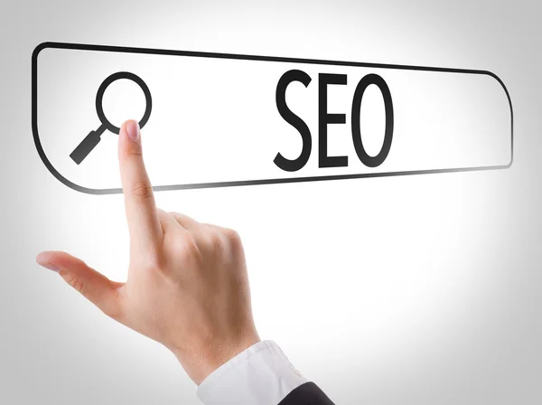 SEO escrito en la barra de búsqueda — Foto de Stock