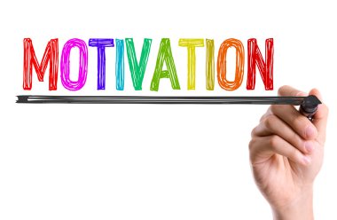 Hand writting the word motivation clipart