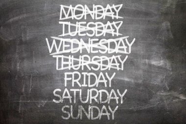 Days of Week  on a chalkboard