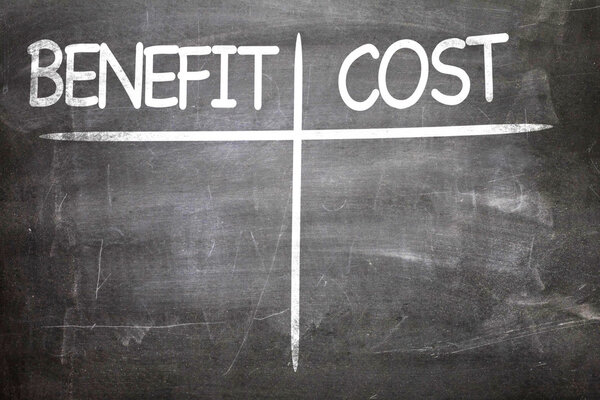 Benefit Cost written on a chalkboard