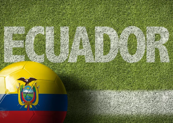 Fotbollsplan med texten Ecuador — Stockfoto