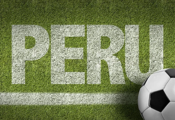 Soccer field with the text Peru — Stock Photo, Image