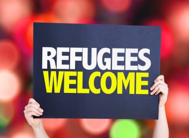 Refugees Welcome placard clipart