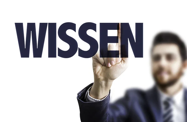 Zakenman wijzen de tekst — Stockfoto