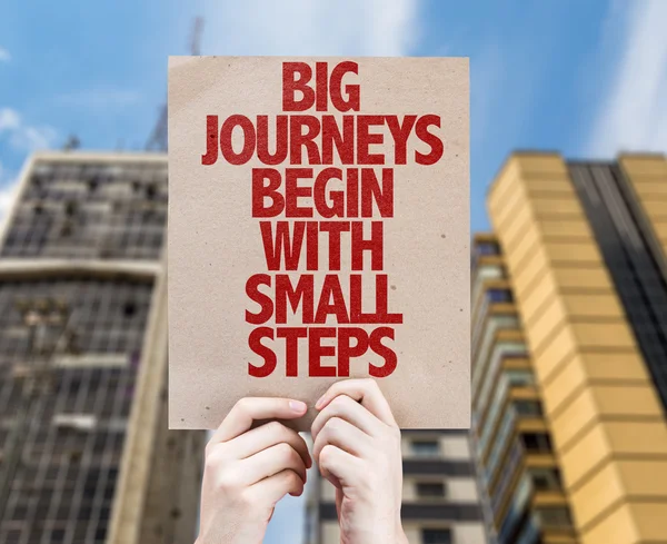 Big Journeys Begin With Small Steps cardboard — Stock Photo, Image