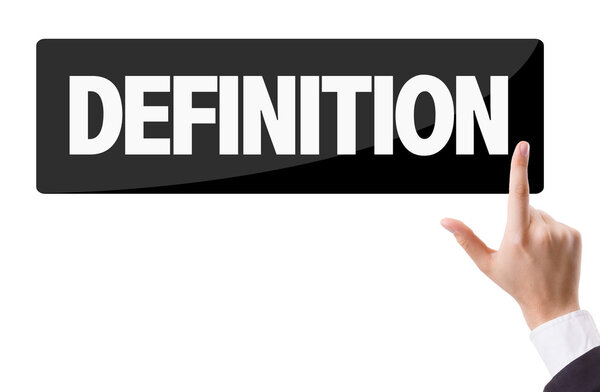 Businessman pressing button with the text