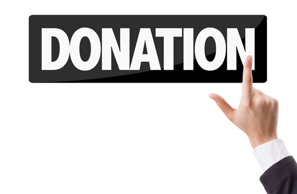 Businessman pressing button with the text