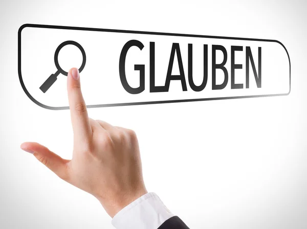 Glauben in Suchleiste geschrieben — Stockfoto