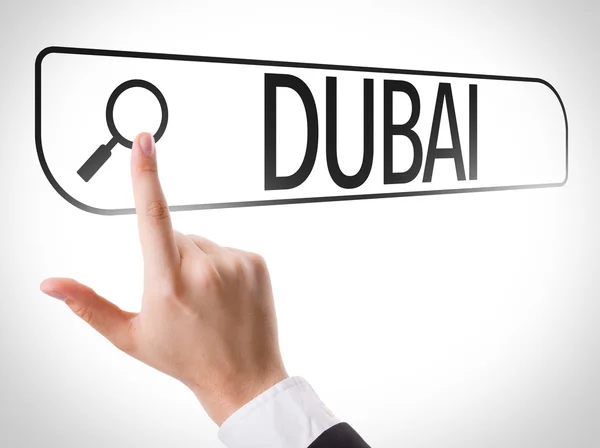 Dubai escrito en la barra de búsqueda — Foto de Stock