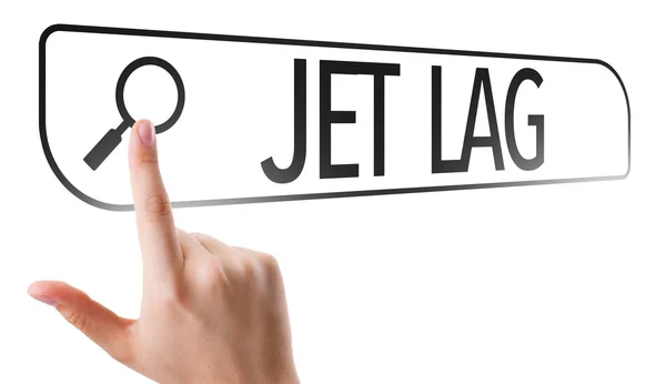 Jet Lag написаний на панелі пошуку — стокове фото