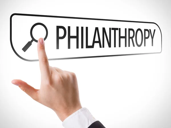 Filantropia escrita na barra de pesquisa — Fotografia de Stock